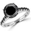 Round Black Diamond Solitaire with Accents Engagement Ring in White Gold with Black Accents (MVSB0021-W)