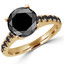 Round Black Diamond Solitaire with Accents Engagement Ring in Yellow Gold with Black Accents (MVSB0021-Y)