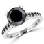 Round Black Diamond Solitaire with Accents Engagement Ring in White Gold with Black Accents (MVSB0022-W)