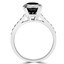 Round Black Diamond Solitaire with Accents Engagement Ring in White Gold with Black Accents (MVSB0022-W)
