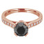 Round Black Diamond Double Prong Solitaire with Accents Engagement Ring in Rose Gold (MVSB0023-R)
