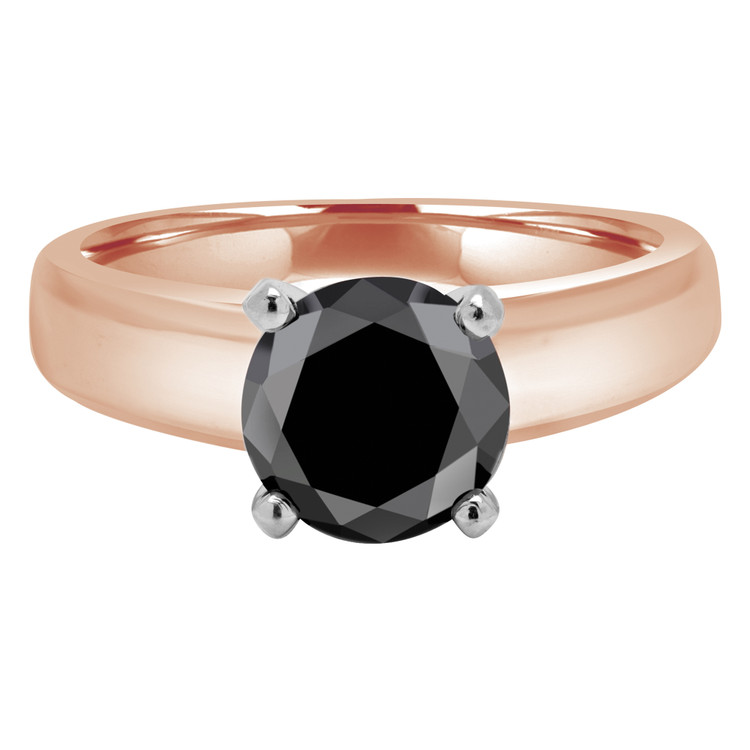 Round Black Diamond Solitaire Engagement Ring in Rose Gold (MVSB0027-R)