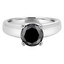 Round Black Diamond Solitaire Engagement Ring in White Gold (MVSB0027-W)