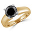 Round Black Diamond Solitaire Engagement Ring in Yellow Gold (MVSB0027-Y)