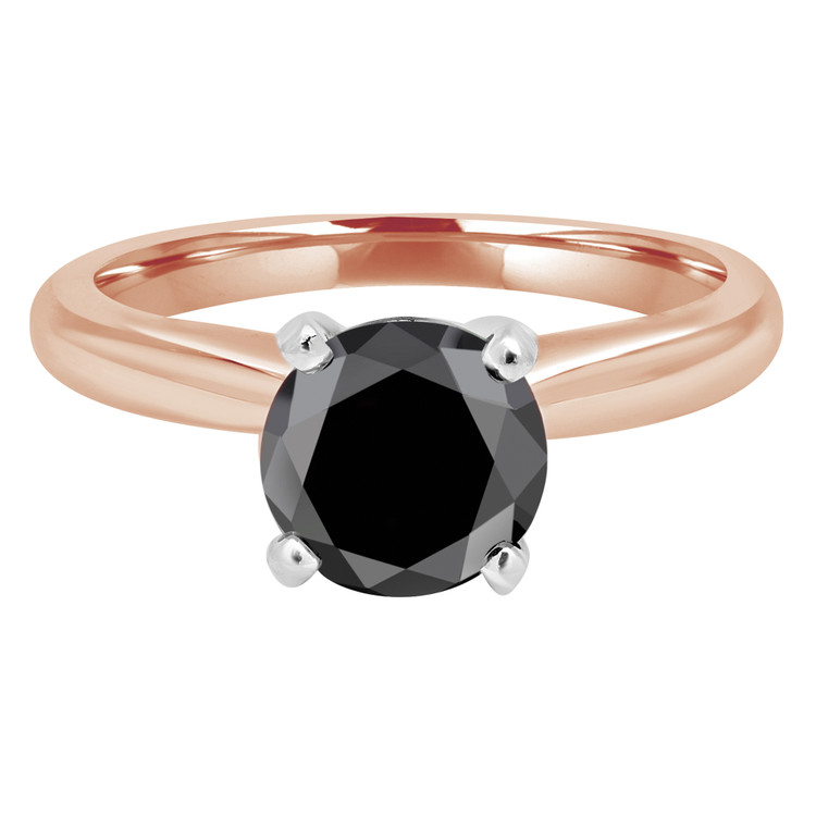 Round Black Diamond Solitaire Engagement Ring in Rose Gold (MVSB0029-R)