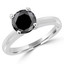 Round Black Diamond Solitaire Engagement Ring in White Gold (MVSB0029-W)