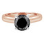 Round Black Diamond Solitaire Engagement Ring in Rose Gold (MVSB0030-R)