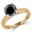 Round Black Diamond Solitaire Engagement Ring in Yellow Gold (MVSB0030-Y)