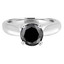 Round Black Diamond Solitaire Engagement Ring in White Gold (MVSB0031-W)