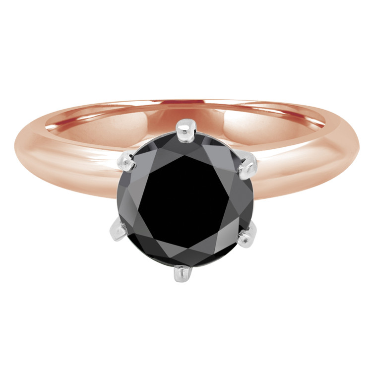 Round Black Diamond 6-Prong Solitaire Engagement Ring in Rose Gold (MVSB0033-R)