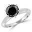 Round Black Diamond 6-Prong Solitaire Engagement Ring in White Gold (MVSB0033-W)