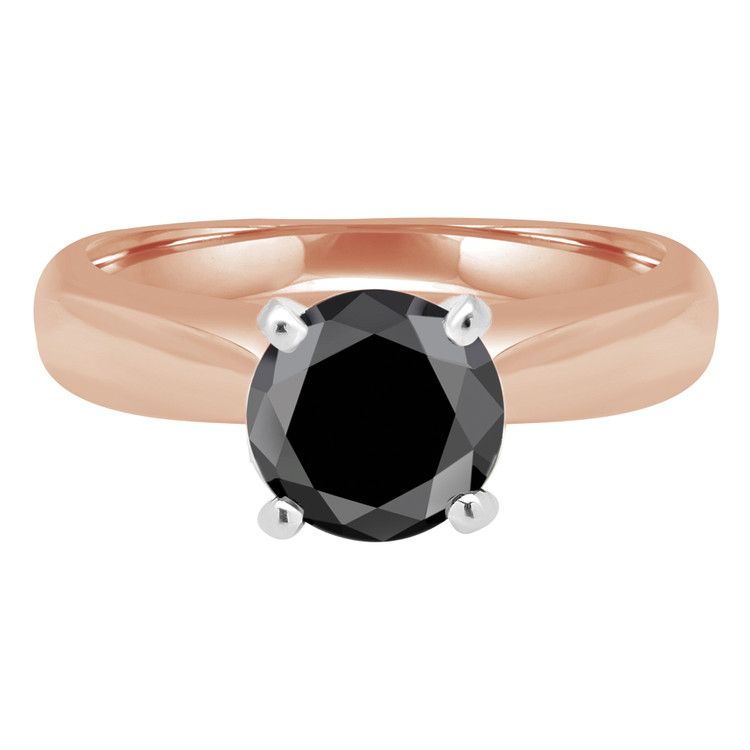 Round Black Diamond Solitaire Engagement Ring in Rose Gold (MVSB0034-R)