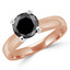 Round Black Diamond Solitaire Engagement Ring in Rose Gold (MVSB0034-R)