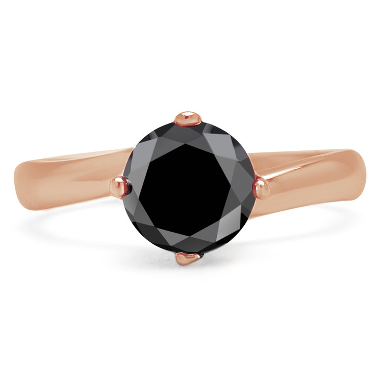 Round Black Diamond Solitaire Engagement Ring in Rose Gold (MVSB0035-R)