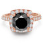 Round Black Diamond Cushion Halo Engagement Ring in Rose Gold (MVSB0036-R)