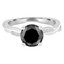 Round Black Diamond Twisted Solitaire with Accents Engagement Ring in White Gold (MVSB0037-W)