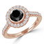 Round Black Diamond Bezel Set Round Halo Engagement Ring in Rose Gold with Accents (MVSB0038-R)