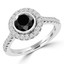 Round Black Diamond Bezel Set Round Halo Engagement Ring in White Gold with Accents (MVSB0038-W)