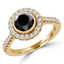 Round Black Diamond Bezel Set Round Halo Engagement Ring in Yellow Gold with Accents (MVSB0038-Y)