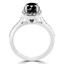 Round Black Diamond Cushion Halo Engagement Ring in White Gold with Accents (MVSB0039-W)