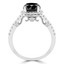 Round Black Diamond Cushion Halo Engagement Ring in White Gold with Accents (MVSB0040-W)