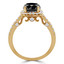 Round Black Diamond Cushion Halo Engagement Ring in Yellow Gold with Accents (MVSB0040-Y)