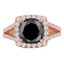 Round Black Diamond Split-Shank Cushion Halo Engagement Ring in Rose Gold (MVSB0041-R)