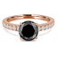 Round Black Diamond Solitaire with Accents Engagement Ring in Rose Gold (MVSB0042-R)