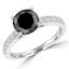 Round Black Diamond Solitaire with Accents Engagement Ring in White Gold (MVSB0042-W)