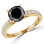 Round Black Diamond Solitaire with Accents Engagement Ring in Yellow Gold (MVSB0042-Y)