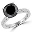 Round Black Diamond Solitaire with Accents Engagement Ring in White Gold (MVSB0043-W)