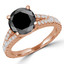 Round Black Diamond Split-Shank Solitaire with Accents Engagement Ring in Rose Gold (MVSB0044-R)