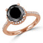 Round Black Diamond Round Halo Engagement Ring in Rose Gold (MVSB0046-R)