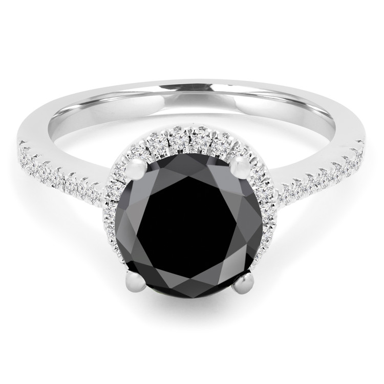 Round Black Diamond Round Halo Engagement Ring in White Gold (MVSB0046-W)