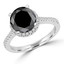 Round Black Diamond Round Halo Engagement Ring in White Gold (MVSB0046-W)
