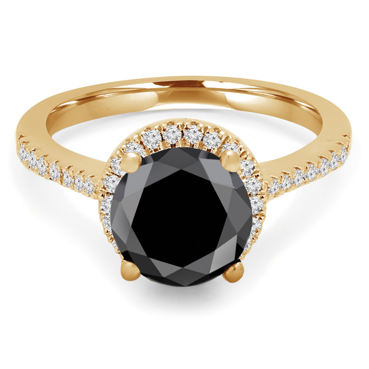 Round Black Diamond Round Halo Engagement Ring in Yellow Gold (MVSB0046-Y)
