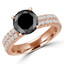 Round Black Diamond Double Row Solitaire with Accents Engagement Ring in Rose Gold (MVSB0047-R)