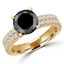 Round Black Diamond Double Row Solitaire with Accents Engagement Ring in Yellow Gold (MVSB0047-Y)