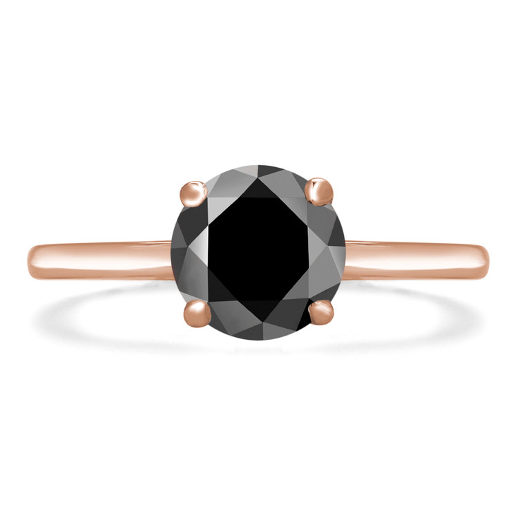 Round Black Diamond Solitaire Engagement Ring in Rose Gold (MVSB0048-R)