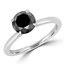 Round Black Diamond Solitaire Engagement Ring in White Gold (MVSB0048-W)