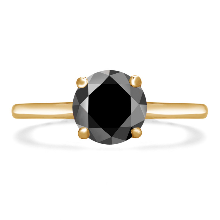 Round Black Diamond Solitaire Engagement Ring in Yellow Gold (MVSB0048-Y)