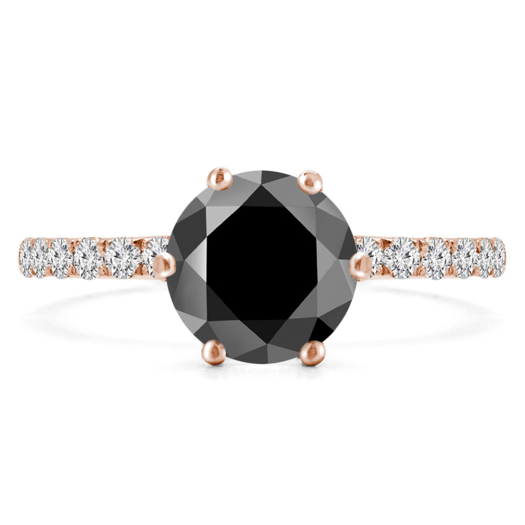 Round Black Diamond Solitaire with Accents Engagement Ring in Rose Gold (MVSB0050-R)