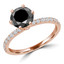 Round Black Diamond Solitaire with Accents Engagement Ring in Rose Gold (MVSB0050-R)