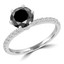 Round Black Diamond Solitaire with Accents Engagement Ring in White Gold (MVSB0050-W)