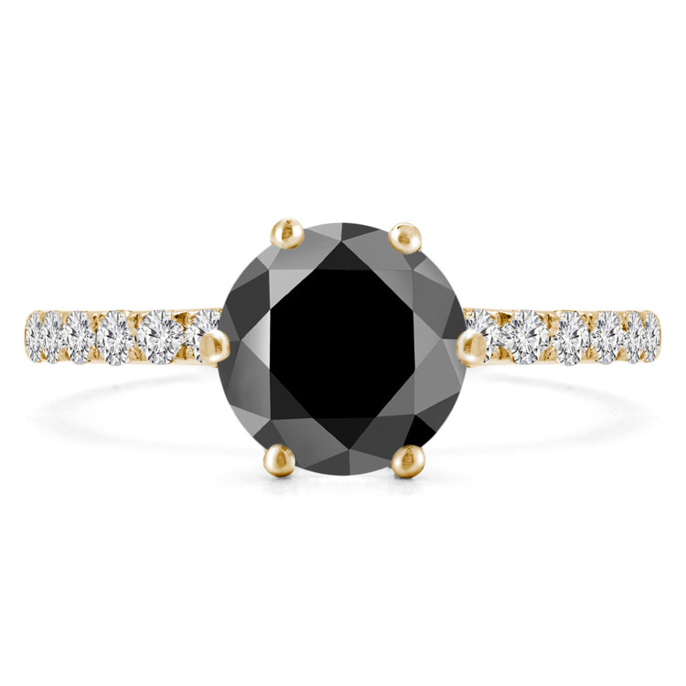 Round Black Diamond Solitaire with Accents Engagement Ring in Yellow Gold (MVSB0050-Y)