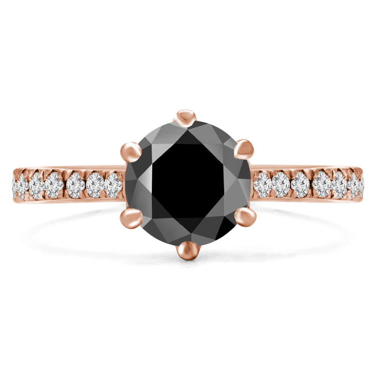 Round Black Diamond Solitaire with Accents Engagement Ring in Rose Gold (MVSB0051-R)