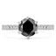 Round Black Diamond Solitaire with Accents Engagement Ring in White Gold (MVSB0051-W)