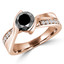 Round Black Diamond Solitaire with Accents Engagement Ring in Rose Gold (MVSB0052-R)