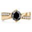 Round Black Diamond Solitaire with Accents Engagement Ring in Yellow Gold (MVSB0052-Y)