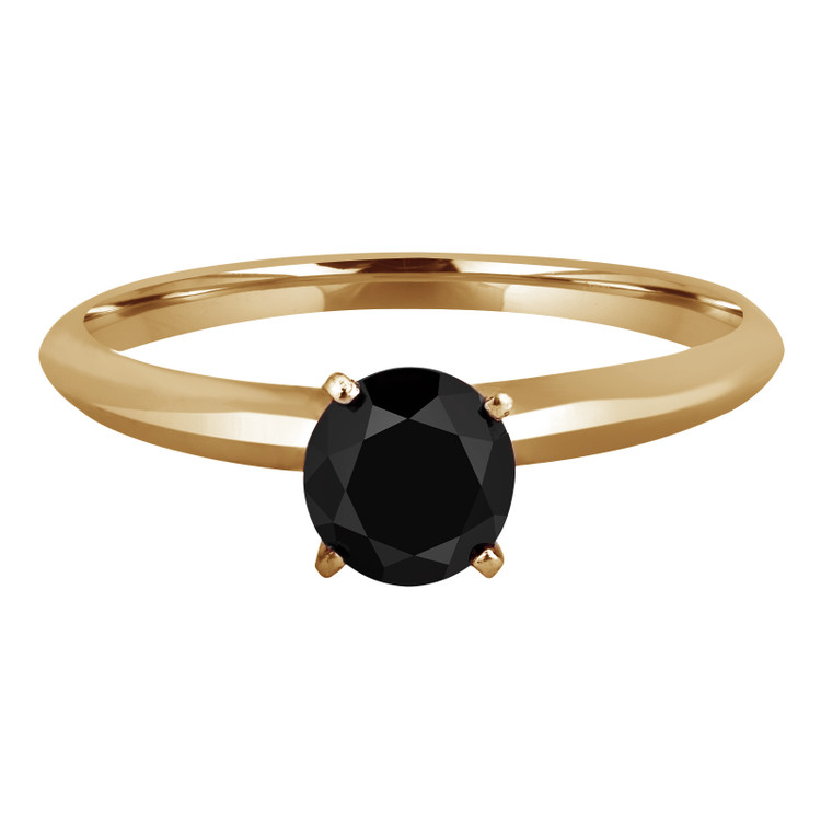 Round Black Diamond Solitaire Engagement Ring in Yellow Gold (MVSBL0001-Y)